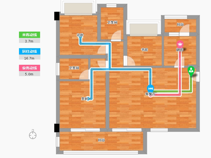 重庆-重庆市-泽科御峰2号楼72m²-72.00-户型库-动静线