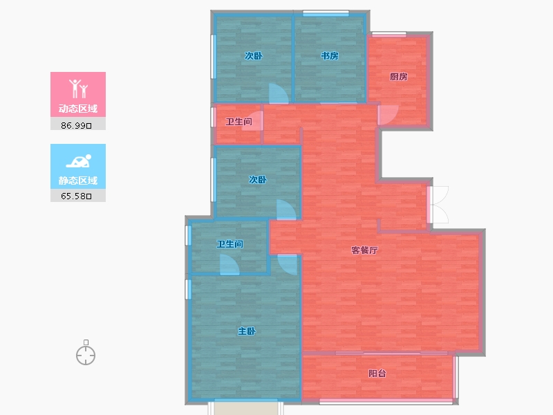 河南省-郑州市-万科民安江山府7号楼,8号楼,11号楼,12号楼177m²-141.59-户型库-动静分区