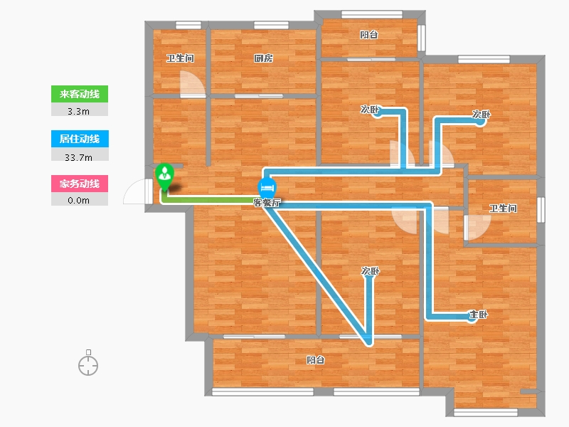 河南省-郑州市-台隆合园3号楼142m²-113.60-户型库-动静线