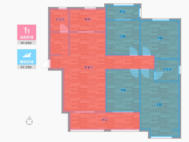 河南省-郑州市-台隆合园3号楼142m²-113.60-户型库-动静分区