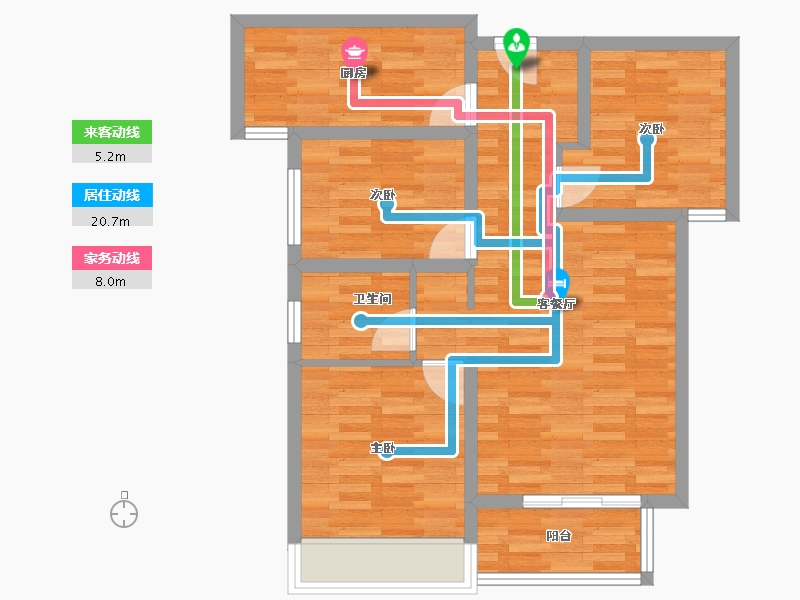 河南省-郑州市-裕华会园7号楼,4号楼,9号楼89m²-71.20-户型库-动静线