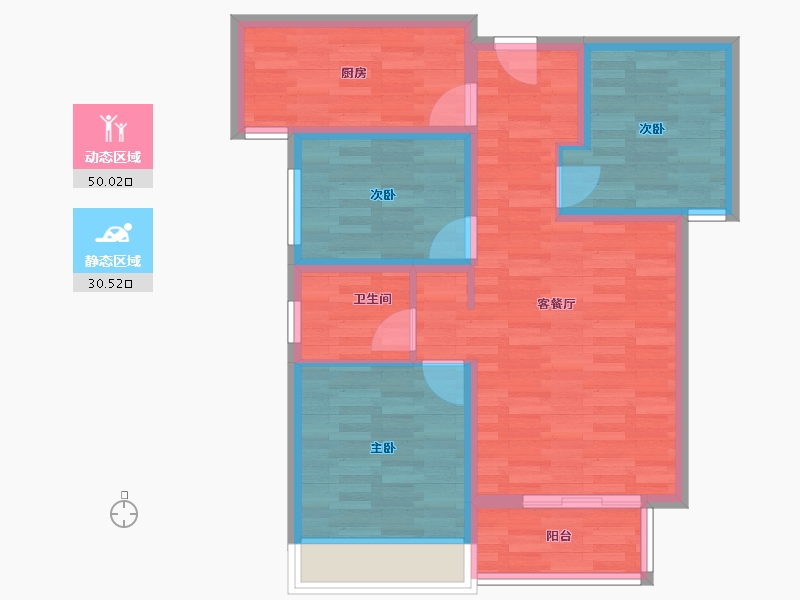 河南省-郑州市-裕华会园7号楼,4号楼,9号楼89m²-71.20-户型库-动静分区