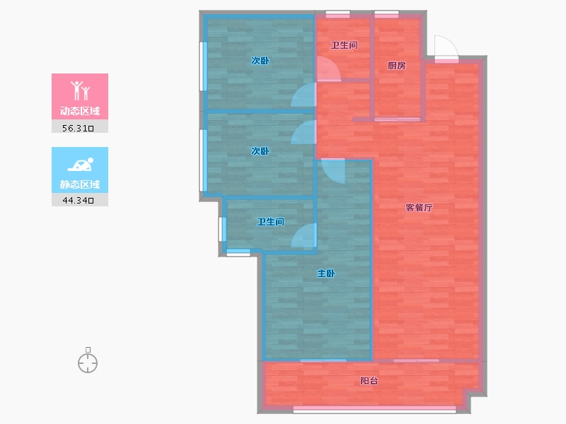 河南省-郑州市-万科民安江山府1号楼,2号楼,3号楼,4号楼,5号楼115m²-92.00-户型库-动静分区