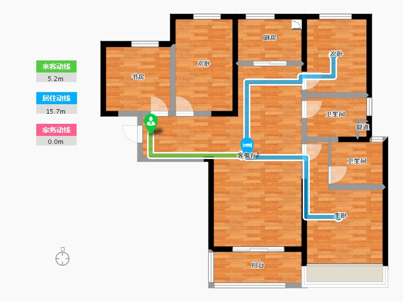 河南省-郑州市-裕华会园9号楼131m²-104.80-户型库-动静线