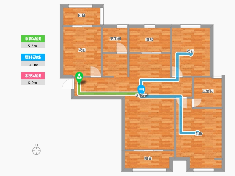 河南省-郑州市-台隆合园3号楼121m²-96.79-户型库-动静线