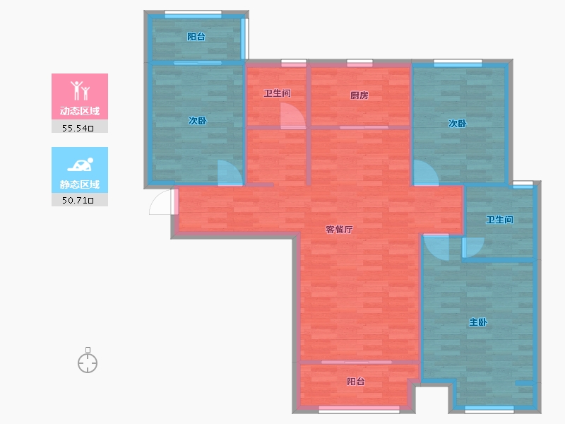 河南省-郑州市-台隆合园3号楼121m²-96.79-户型库-动静分区