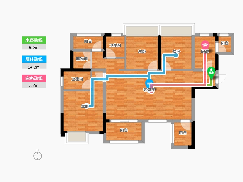 重庆-重庆市-中洲半岛城邦3号楼,93m²-89.27-户型库-动静线