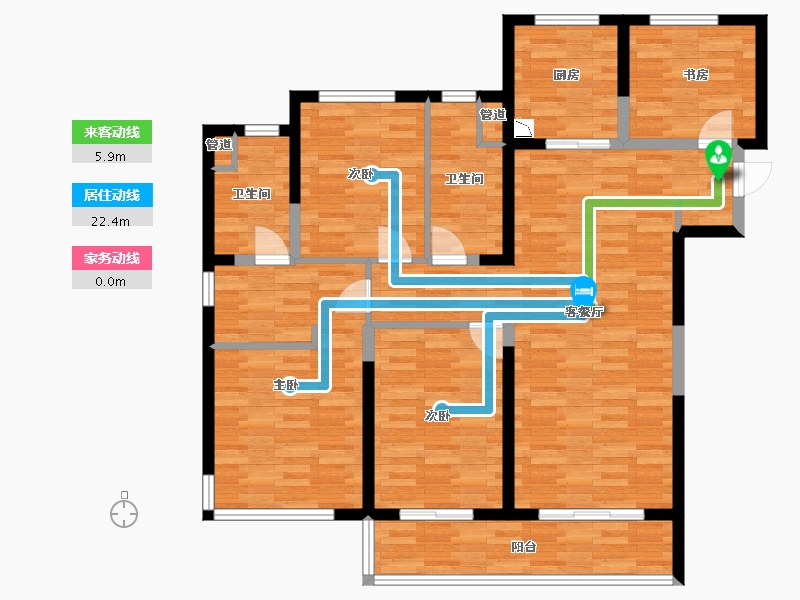 河南省-郑州市-融创瀚海大河宸院三期1,2,3,4,5,6,7号楼143m²-114.83-户型库-动静线