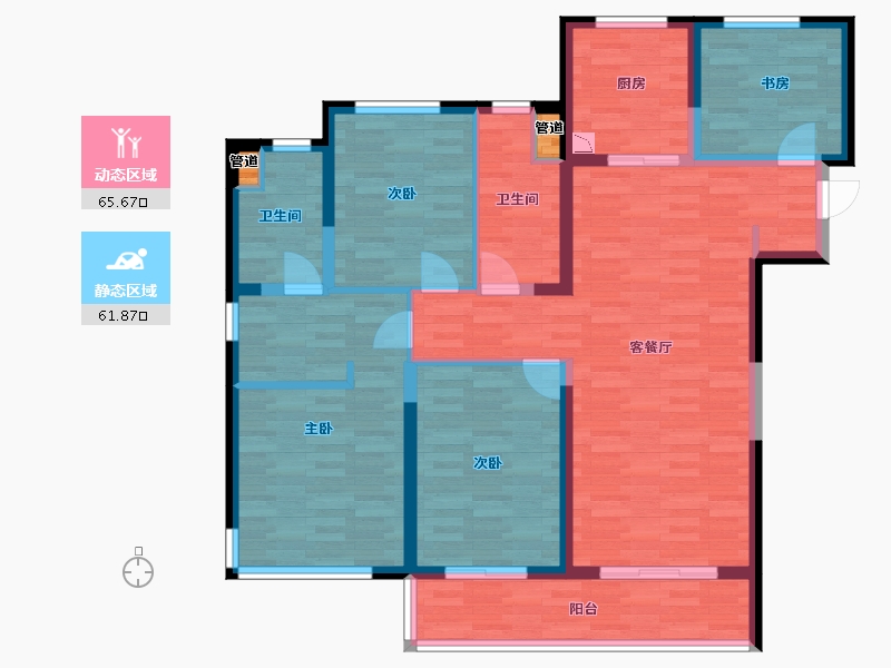 河南省-郑州市-融创瀚海大河宸院三期1,2,3,4,5,6,7号楼143m²-114.83-户型库-动静分区