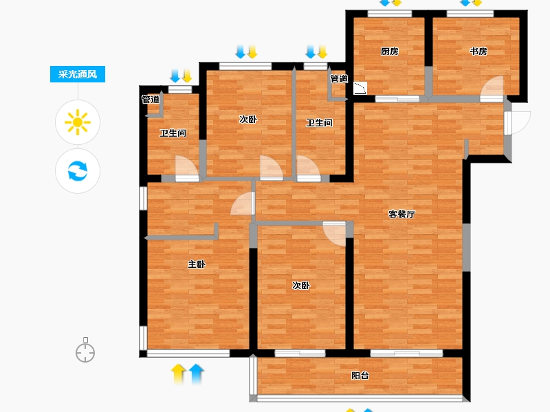 河南省-郑州市-融创瀚海大河宸院三期1,2,3,4,5,6,7号楼143m²-114.83-户型库-采光通风