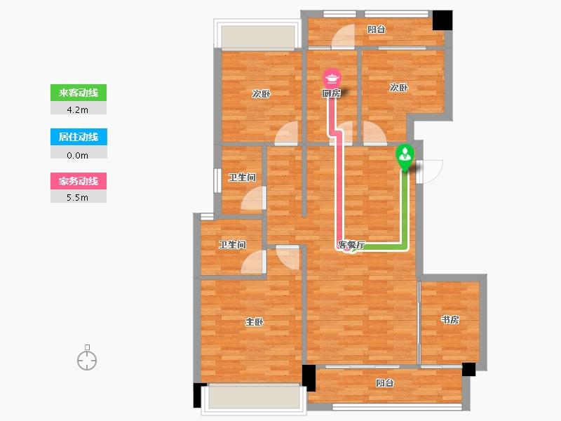 重庆-重庆市-中洲半岛城邦4号楼,92m²-88.36-户型库-动静线