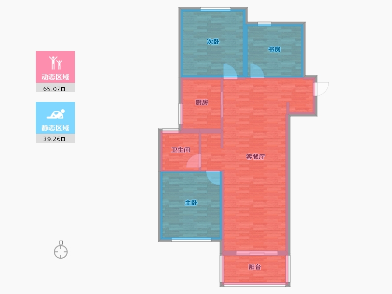 河南省-郑州市-融创瀚海大河宸院三期8号楼,三期9号楼118m²-94.39-户型库-动静分区