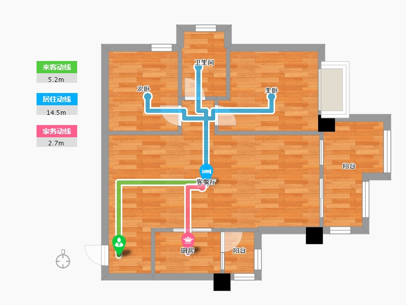 重庆-重庆市-泽科御峰2号楼57m²-57.00-户型库-动静线