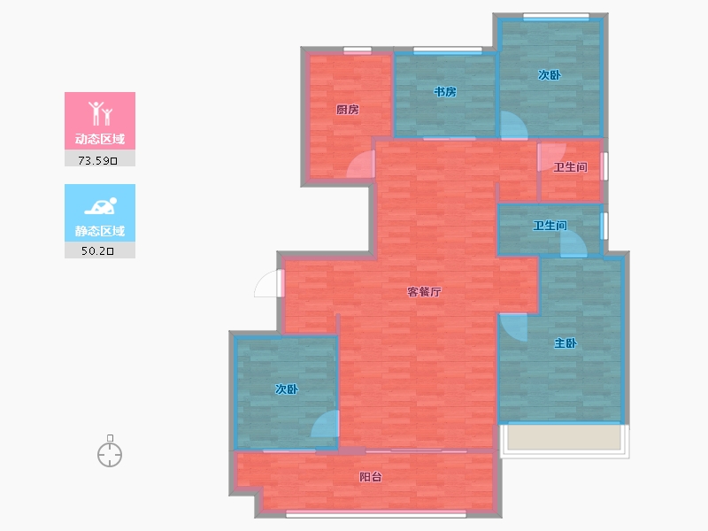 河南省-郑州市-万科民安江山府6号楼,9号楼,10号楼142m²-113.59-户型库-动静分区