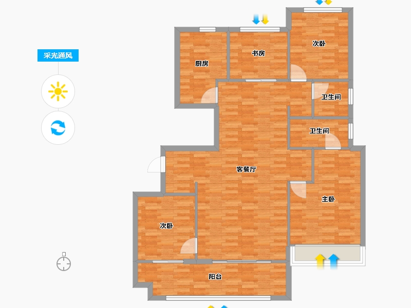 河南省-郑州市-万科民安江山府6号楼,9号楼,10号楼142m²-113.59-户型库-采光通风