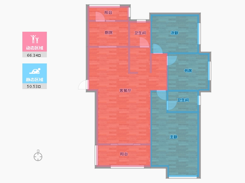 河南省-郑州市-台隆合园2号楼134m²-107.20-户型库-动静分区