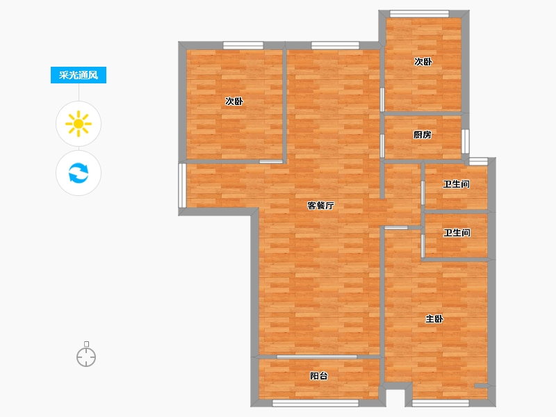 河南省-郑州市-正商家河家1,2,3,18号楼122m²-97.58-户型库-采光通风