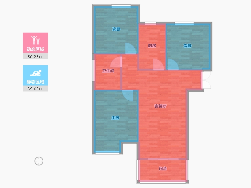 河南省-郑州市-正商启盛华庭102m²-81.60-户型库-动静分区