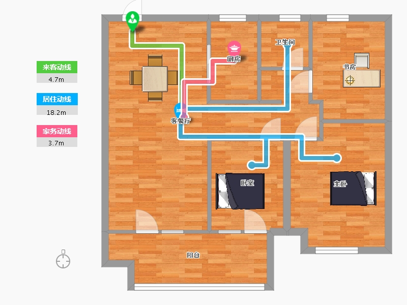 山东省-青岛市-金科平澜府2，3，4，5号楼C105m²-79.60-户型库-动静线