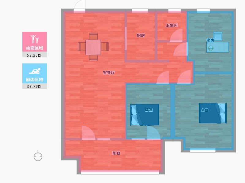 山东省-青岛市-金科平澜府2，3，4，5号楼C105m²-79.60-户型库-动静分区