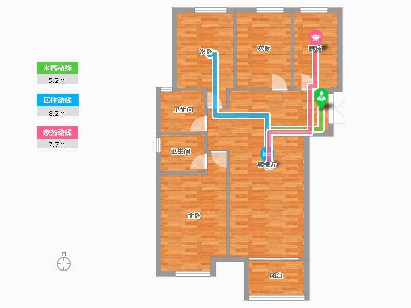 河南省-郑州市-正商河峪洲2号院1,3,8号楼,1号院4,5,6,10号楼115m²-92.00-户型库-动静线