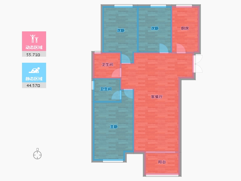 河南省-郑州市-正商河峪洲2号院1,3,8号楼,1号院4,5,6,10号楼115m²-92.00-户型库-动静分区