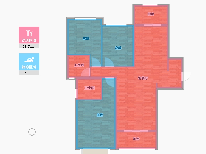 河南省-郑州市-裕华晴园128m²-102.40-户型库-动静分区