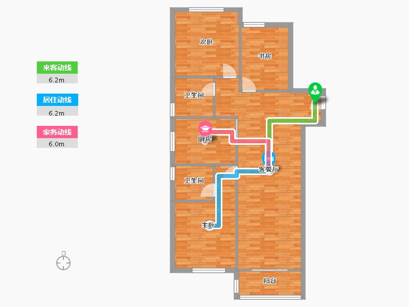 河南省-郑州市-融创城开中原宸院1,2,3,4,5,6,7,8号楼122m²-97.60-户型库-动静线