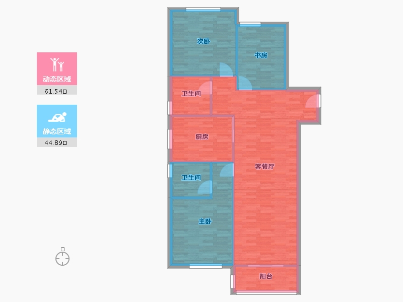 河南省-郑州市-融创城开中原宸院1,2,3,4,5,6,7,8号楼122m²-97.60-户型库-动静分区