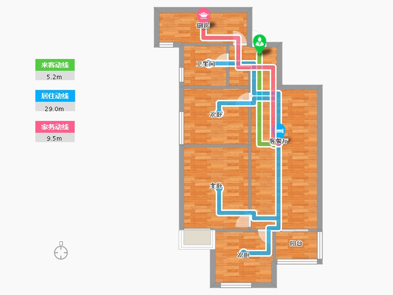 河南省-郑州市-美景麟起城91m²-72.80-户型库-动静线