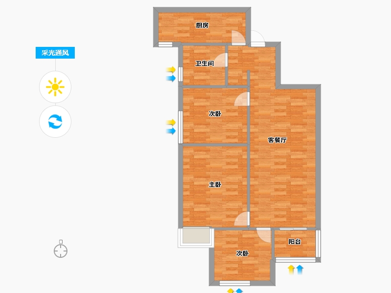 河南省-郑州市-美景麟起城91m²-72.80-户型库-采光通风