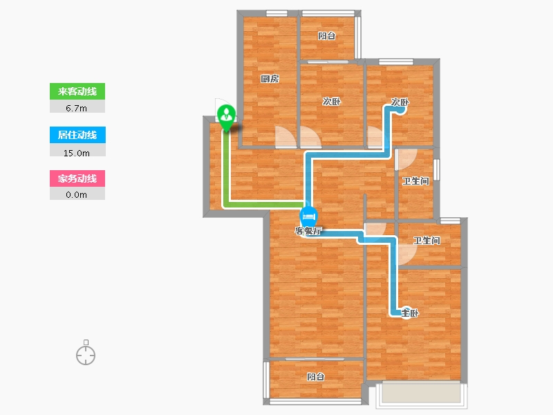 河南省-郑州市-美景麟起城122m²-97.60-户型库-动静线