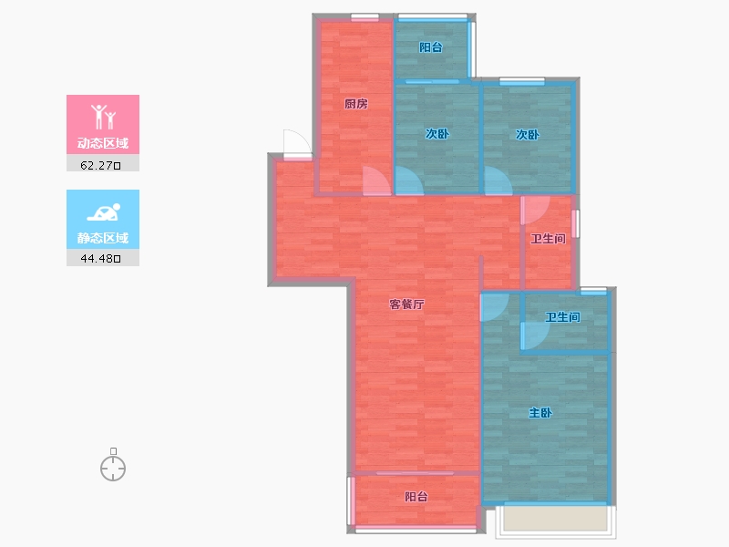 河南省-郑州市-美景麟起城122m²-97.60-户型库-动静分区