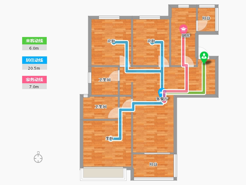 河南省-郑州市-美景麟起城119m²-95.20-户型库-动静线