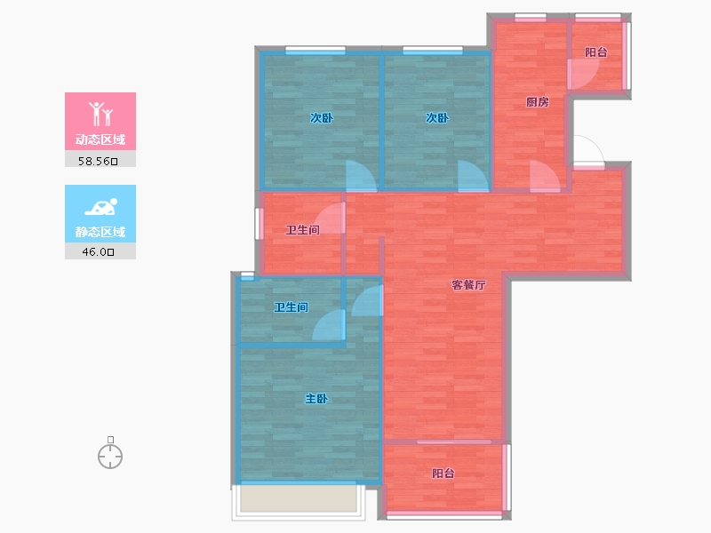 河南省-郑州市-美景麟起城119m²-95.20-户型库-动静分区