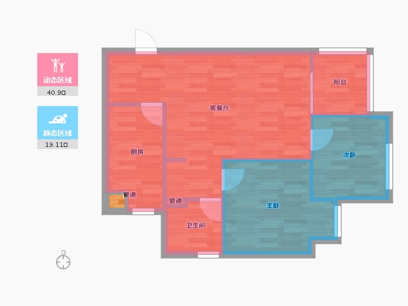 河南省-郑州市-美景麟起城68m²-54.40-户型库-动静分区