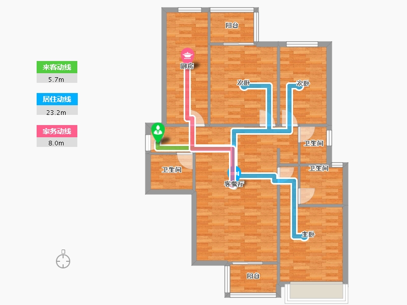 河南省-郑州市-美景麟起城121m²-96.80-户型库-动静线