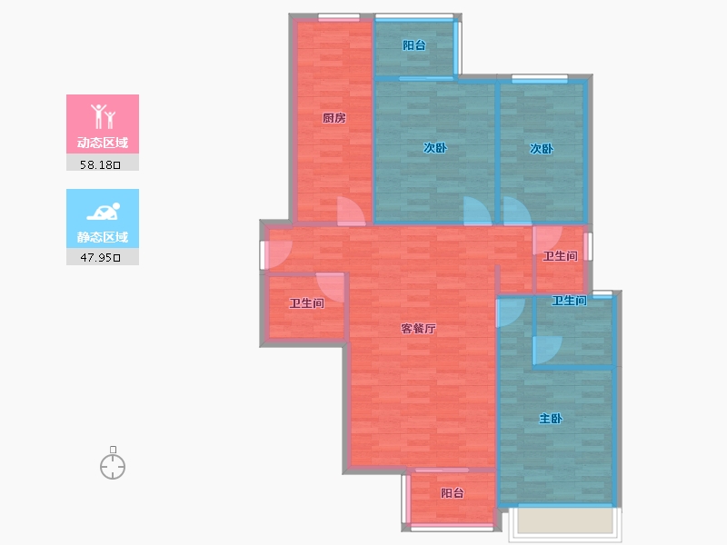 河南省-郑州市-美景麟起城121m²-96.80-户型库-动静分区