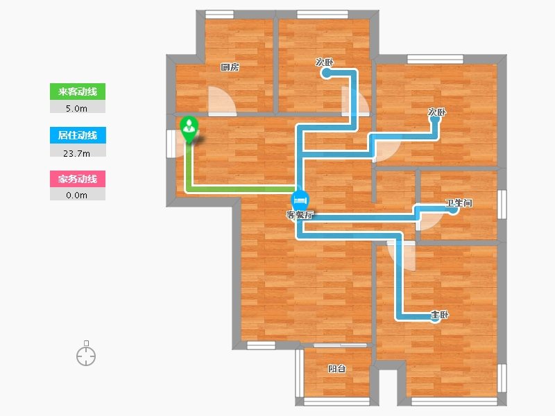 河南省-郑州市-美景麟起城90m²-72.00-户型库-动静线