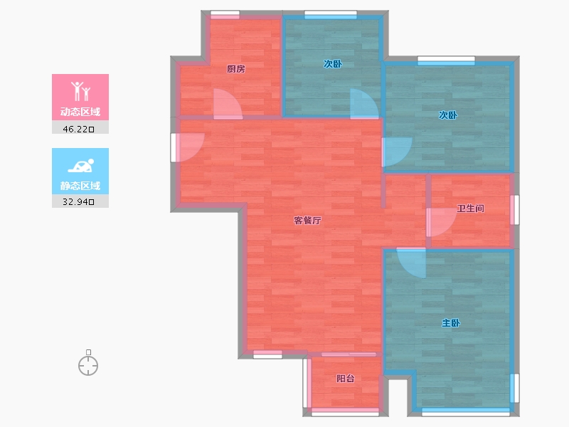 河南省-郑州市-美景麟起城90m²-72.00-户型库-动静分区