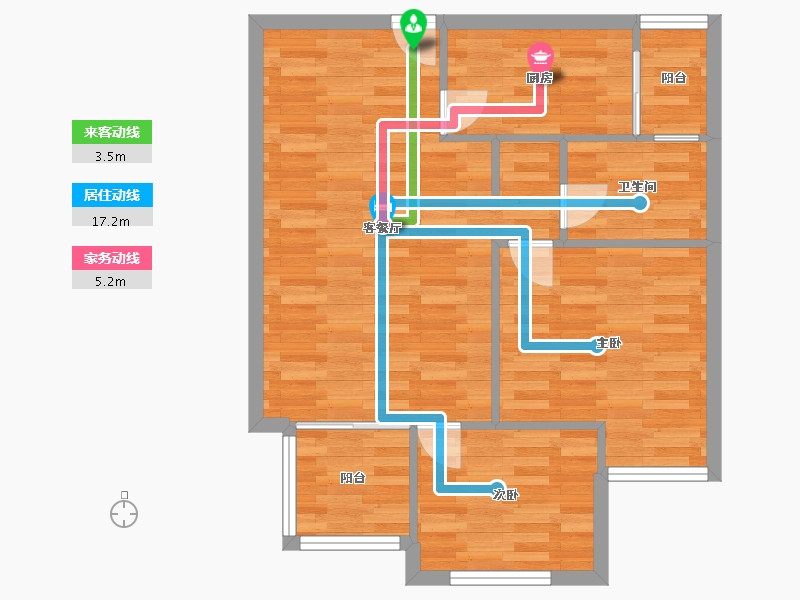 河南省-郑州市-美景麟起城69m²-65.21-户型库-动静线