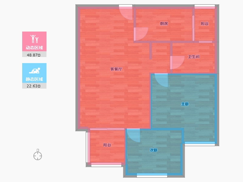 河南省-郑州市-美景麟起城69m²-65.21-户型库-动静分区