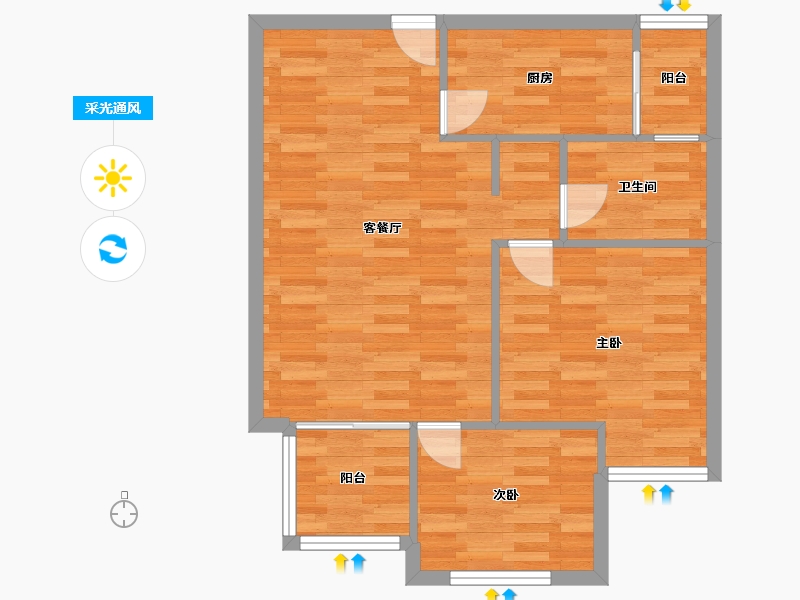 河南省-郑州市-美景麟起城69m²-65.21-户型库-采光通风