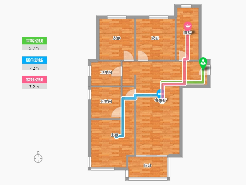 河南省-郑州市-美景麟起城113m²-90.39-户型库-动静线