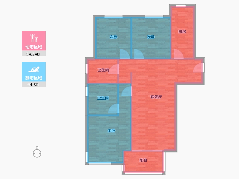 河南省-郑州市-美景麟起城113m²-90.39-户型库-动静分区