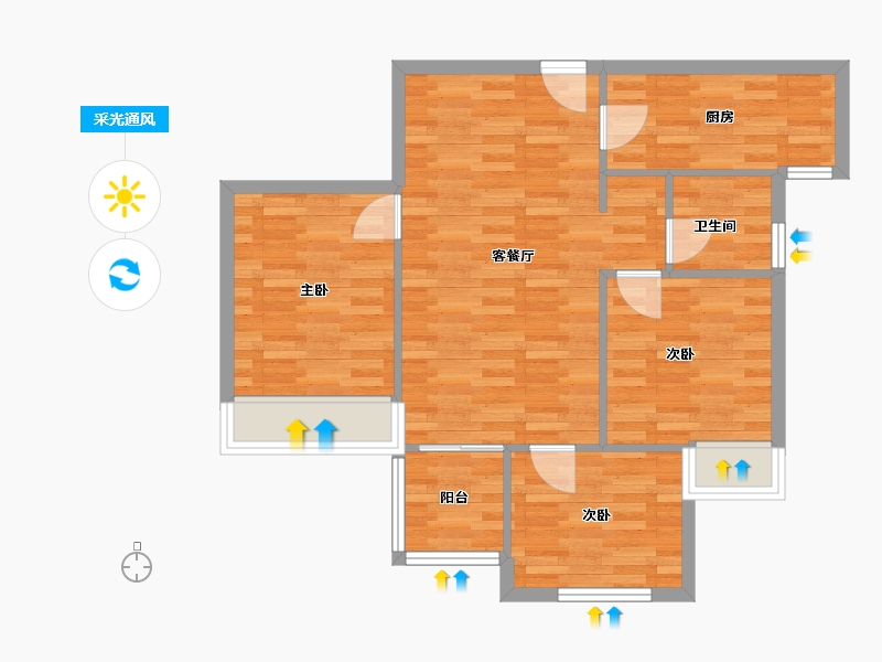 河南省-郑州市-美景麟起城89m²-71.20-户型库-采光通风