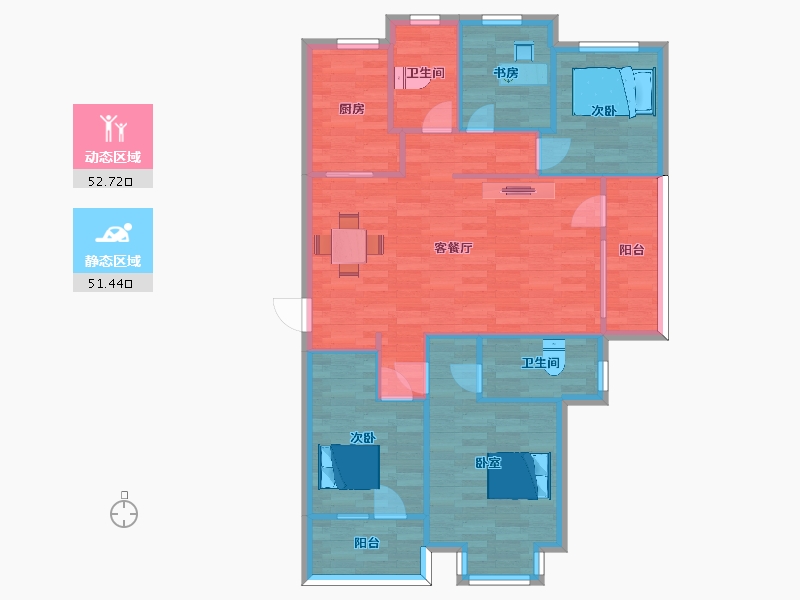 山东省-青岛市-世茂锦域11，12，3，4，5，7号楼C1134m²-94.47-户型库-动静分区