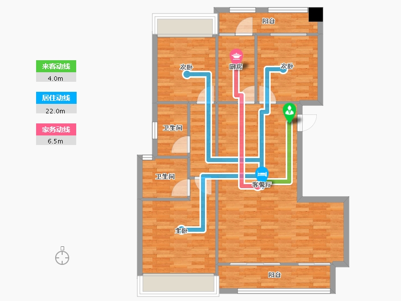 重庆-重庆市-中洲半岛城邦5号楼,6号楼,10号楼,12号楼,13号楼93m²-90.99-户型库-动静线