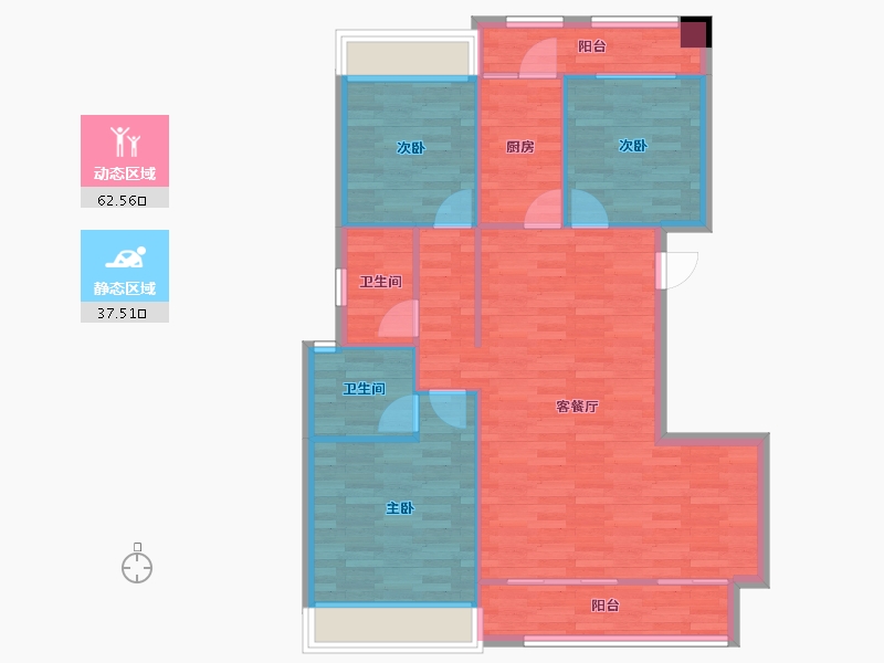 重庆-重庆市-中洲半岛城邦5号楼,6号楼,10号楼,12号楼,13号楼93m²-90.99-户型库-动静分区