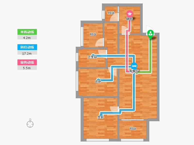 重庆-重庆市-中洲半岛城邦3号楼,72m²-72.58-户型库-动静线